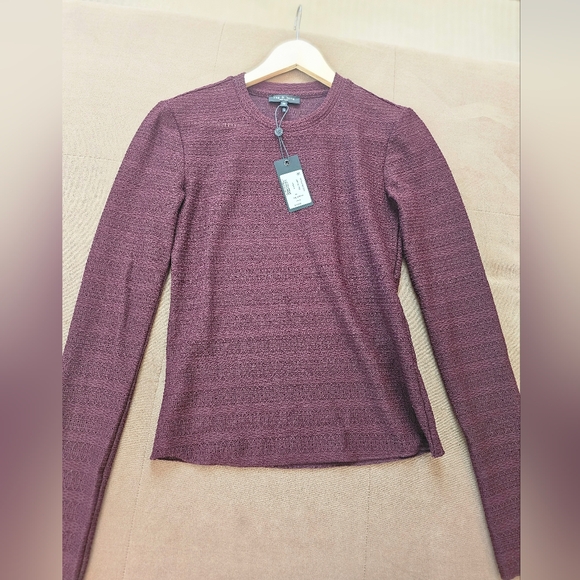 rag & bone Textured Maroon Long Sleeve Top - Picture 3 of 5